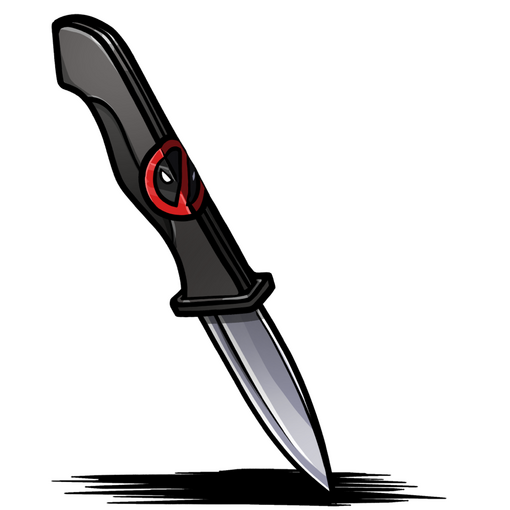 A knife with Deadpool's logo on it