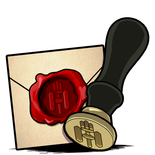 A wax sealed letter, and the seal depicting the logo of the Hellfire Club from X-Men